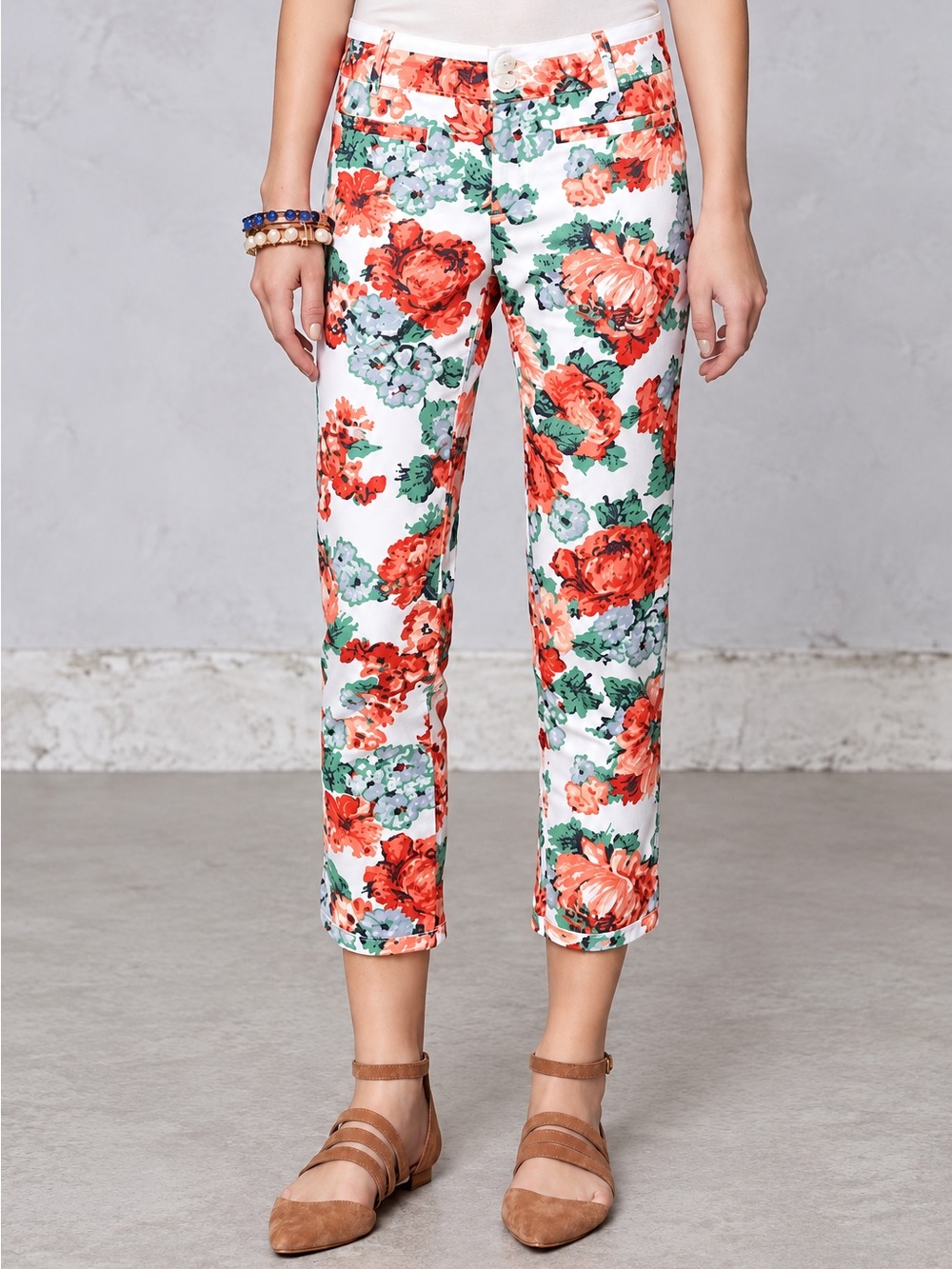Anthropologie Cartonnier Floral Chino Crop Pants Boho Cottagecore Size 2